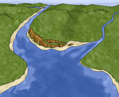 Illustration du site de Qubec lors de l'arrive de Champlain